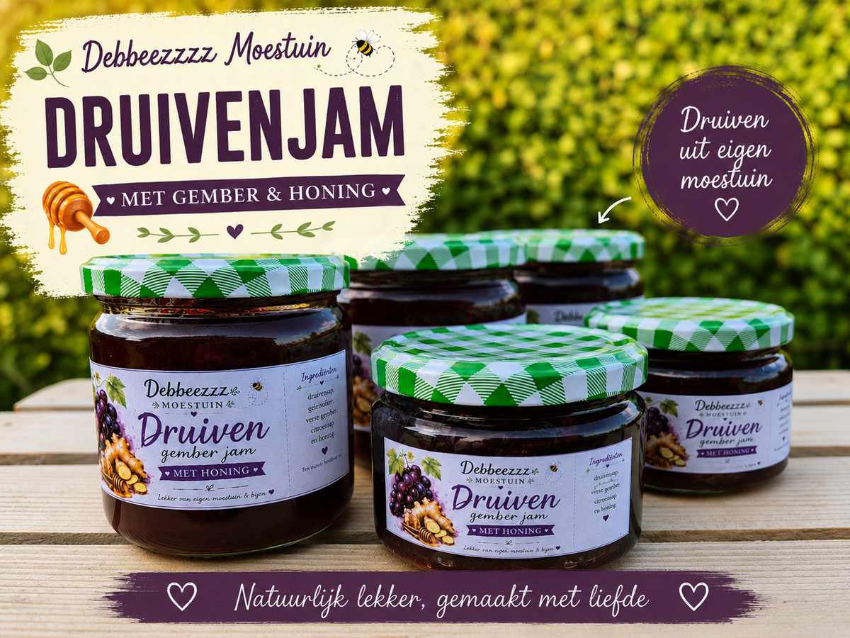 Druiven- gemberjam met honing -groot